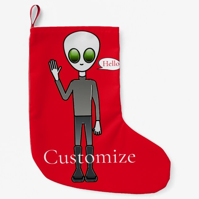 Calcetín Navideño Pequeño Amigable Waving Alien Thunder_Cove (Anverso)