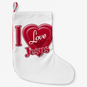 Calcetín Navideño Pequeño Amo a Jesús Corazón Rojo