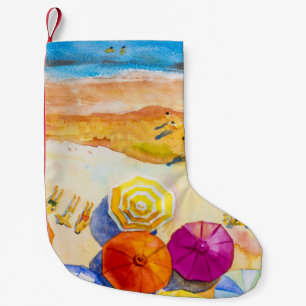 Calcetín Navideño Pequeño Amor de la capa marina: pintura de vacaciones de a