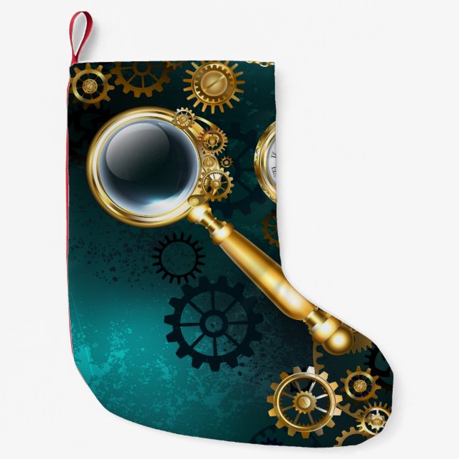 Calcetín Navideño Pequeño Ampliador en estilo Steampunk (Anverso)