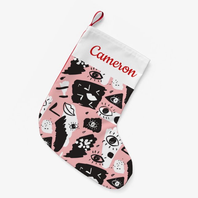 Calcetín Navideño Pequeño Añada su modelos modernos | abstractos conocido (Frente (Colgado))