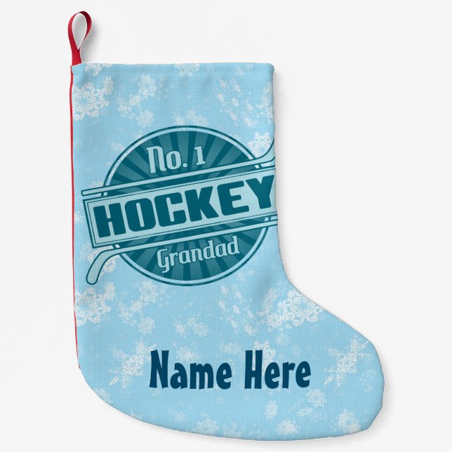 Calcetín Navideño Pequeño Añadir Un Nombre Navidades De Grandad De Hockey So (Anverso)