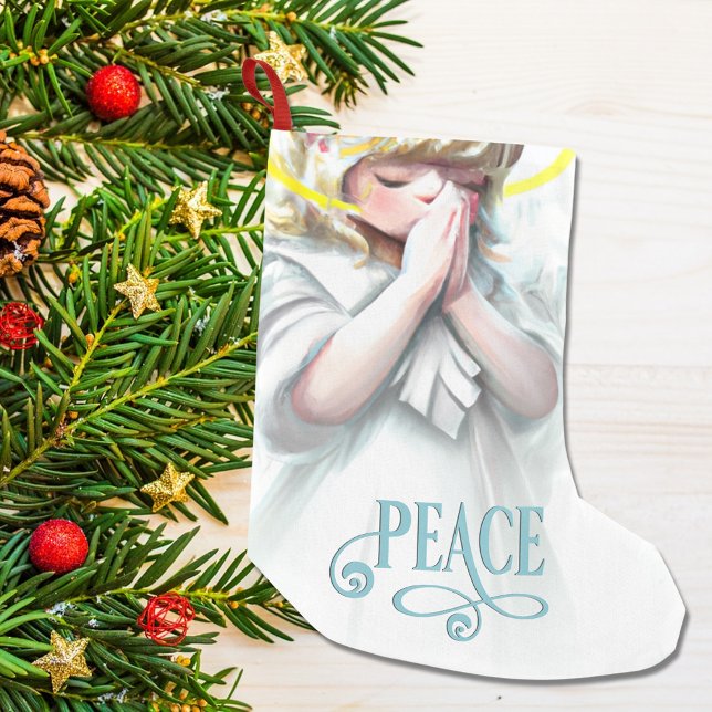 Calcetín Navideño Pequeño Ángel pacífico con Halo Holiday (Subido por el creador)