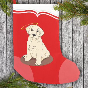 Calcetín Navideño Pequeño Ángel recuperador de labrador amarillo