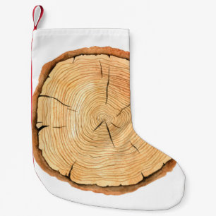 Calcetín Navideño Pequeño Anillos de árbol. Ilustracion acuático. arco dibuj