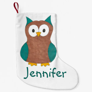 Calcetín Navideño Pequeño Animal de Ave de Ave Azul Marrón