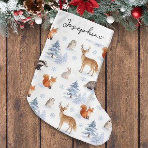 Calcetín Navideño Pequeño Animales de bosque invernal Personalizados