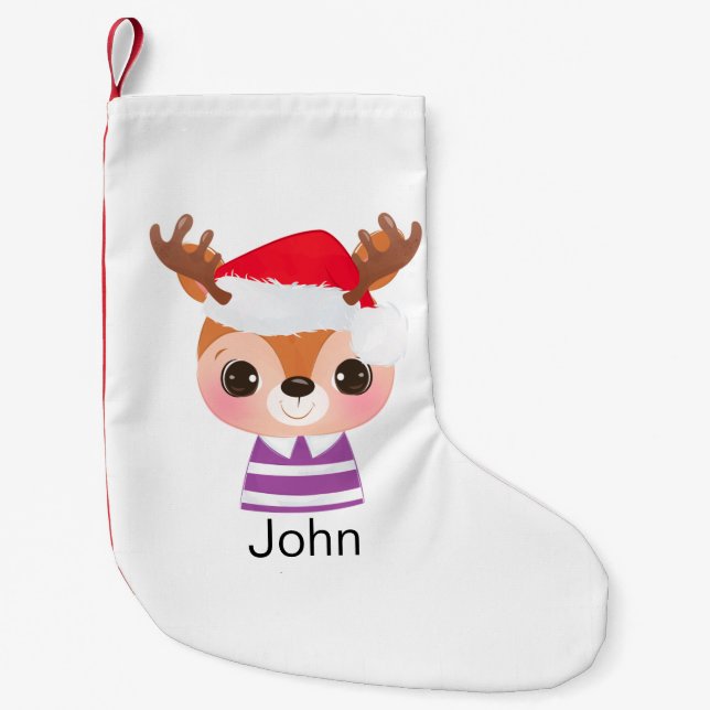 Calcetín Navideño Pequeño Animales de invierno de Navidades de renos malcria (Anverso)