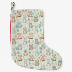 Calcetín Navideño Pequeño Animales Navideños Adorables Patrón Continuo