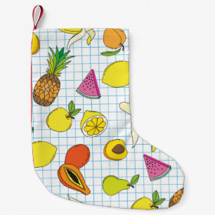 Calcetín Navideño Pequeño Antecedentes con frutas jugosas. Patata de fruta s