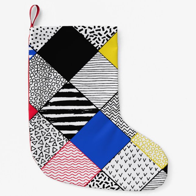 Calcetín Navideño Pequeño Antecedentes: pájaros, puntos de polka. (Anverso)