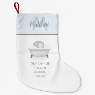 Calcetín Navideño Pequeño Anuncio de nacimiento de bebé elefante de burbuja