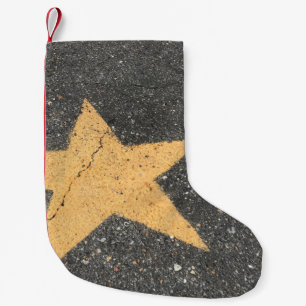 Calcetín Navideño Pequeño Apavimento con forma de estrella amarilla
