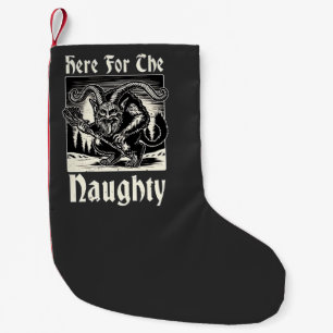 Calcetín Navideño Pequeño Aquí por el travieso Krampus Spooky Xmas Devil