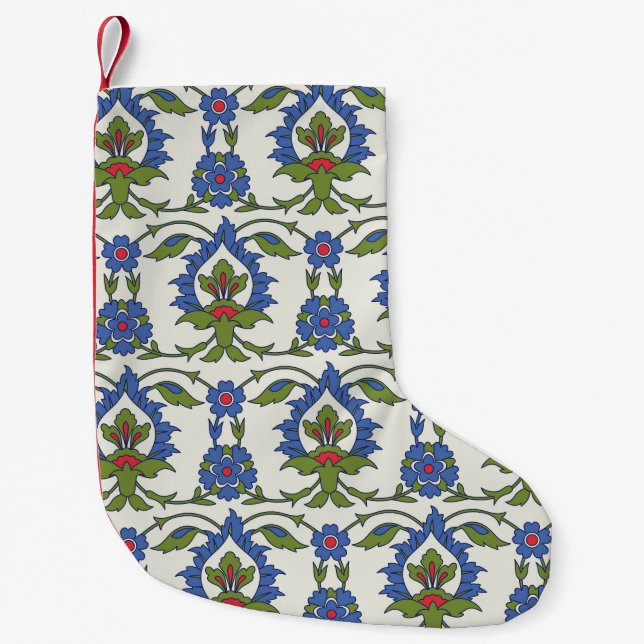 Calcetín Navideño Pequeño Árabe Tradicional: Iznik Tile Seamless. (Anverso)