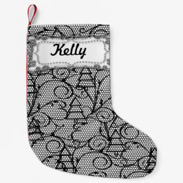 Calcetín Navideño Pequeño Árbol de encaje blanco y negro o Mantequilla