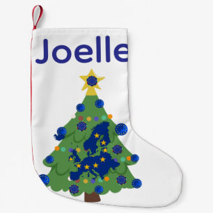 Calcetín Navideño Pequeño Árbol de Navidad - Bandera de la Unión Europea E