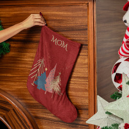 Calcetín Navideño Pequeño Árbol de Navidad Clásico de Lujo en Falso Oro Nomb