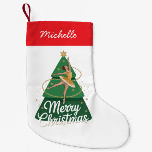 Calcetín Navideño Pequeño Árbol de Navidad de Bailarina Personalizado de Mod