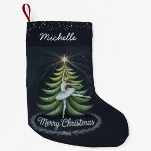 Calcetín Navideño Pequeño Árbol de Navidad de Bailarina Personalizado de Mod