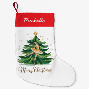 Calcetín Navideño Pequeño Árbol de Navidad de Bailarina Personalizado de Mod