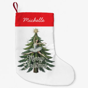 Calcetín Navideño Pequeño Árbol de Navidad de Bailarina Personalizado de Mod