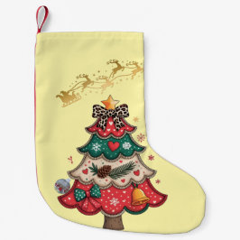 Calcetín Navideño Pequeño Árbol de Navidad moderno colorido