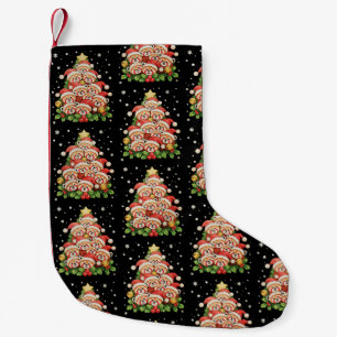 Calcetín Navideño Pequeño Árbol de Navidad Panda Rojo Animal Luz de Navidad 