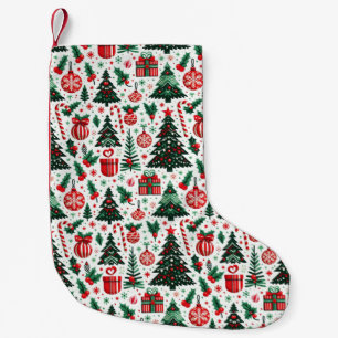 Calcetín Navideño Pequeño árbol de Navidad, regalos, bastón de caramelo