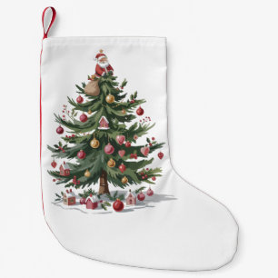 Calcetín Navideño Pequeño Árbol de Navidad Santa Feliz Navidad