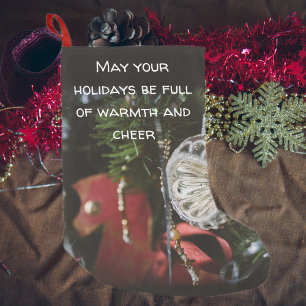 Calcetín Navideño Pequeño Árbol oscuro retro de Navidad