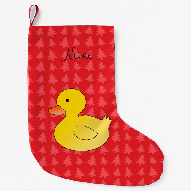 Calcetín Navideño Pequeño Árboles de goma conocidos de encargo del rojo del (Anverso)