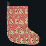 Calcetín Navideño Pequeño Árboles de Navidad retro estrella de berry caramel<br><div class="desc">Patrón inmaculado decorado con adorno navideño festivo en un fondo rosa</div>