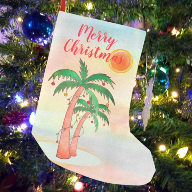 Calcetín Navideño Pequeño Árboles de palmera Feliz Navidad Fiestas (Subido por el creador)