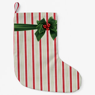 Calcetín Navideño Pequeño Arco del navidad con el fondo del stripey
