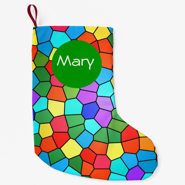 Calcetín Navideño Pequeño Arcoiris de vidrio templado (Anverso)