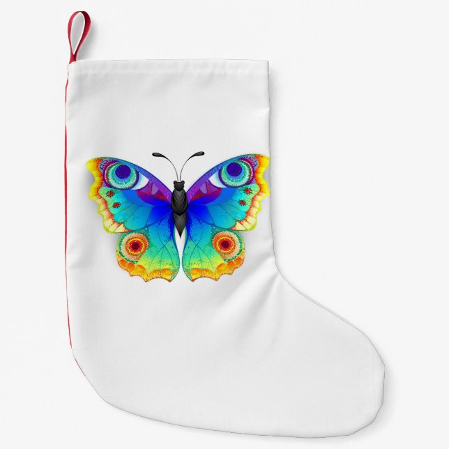 Calcetín Navideño Pequeño Arcoiris mariposa Peacock Eye (Anverso)