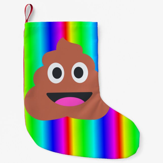 Calcetín Navideño Pequeño arcoiris poop emoji navidad navidades de reserva (Anverso)