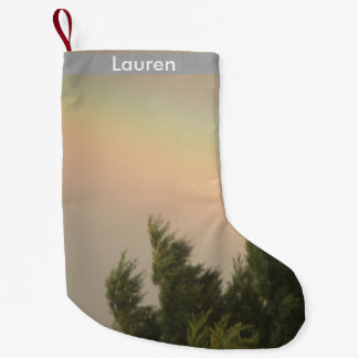 Calcetín Navideño Pequeño Arcoiris y árboles Personalizado Stocking