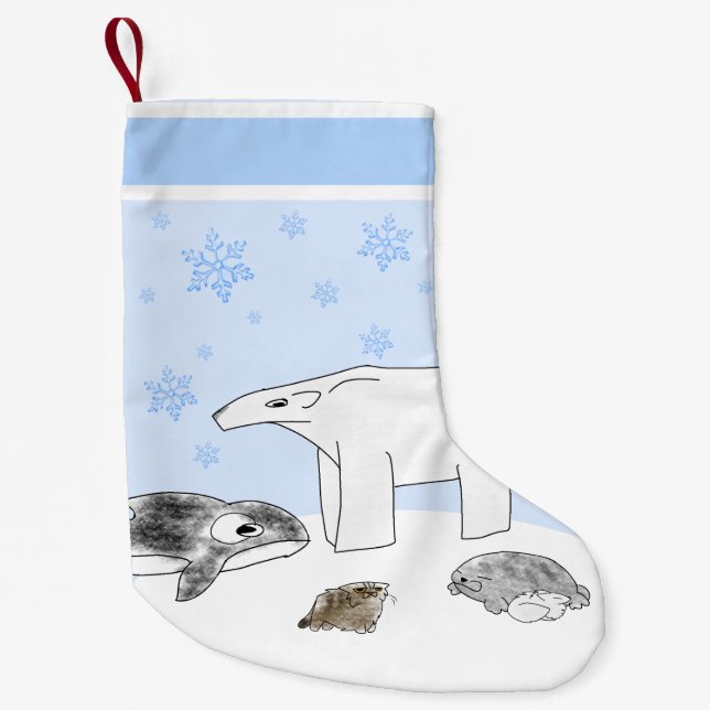 Calcetín Navideño Pequeño Arctic Storybook Friends Christmas Stocking (Anverso)