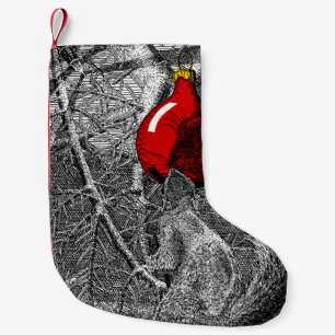 Calcetín Navideño Pequeño Ardilla en árbol de Navidad