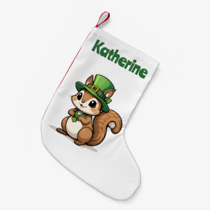 Calcetín Navideño Pequeño ardilla personalizada del Día de San Patricio