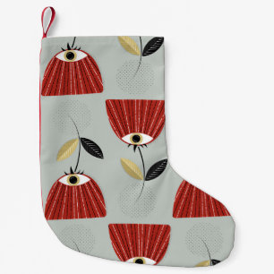 Calcetín Navideño Pequeño Arreglo floral rojo y caprichoso
