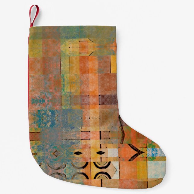 Calcetín Navideño Pequeño art abstract geometric horizontal stripes pattern  (Anverso)