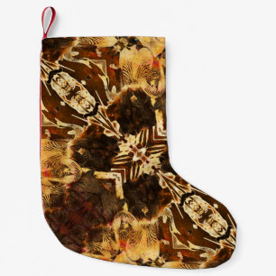 Calcetín Navideño Pequeño Art Nouveau: La cosecha de oro marrón