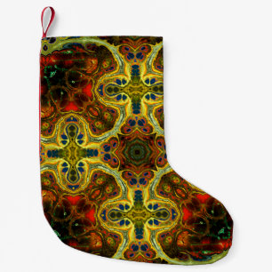 Calcetín Navideño Pequeño art nouveau ornamental vintage patrón en verde, y