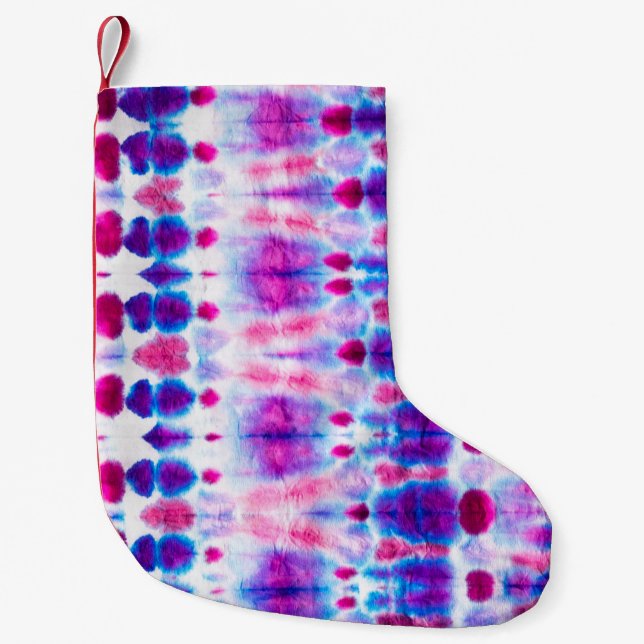 Calcetín Navideño Pequeño Arte abstracto brillante de amarillo rojo (Anverso)