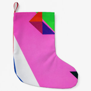 Calcetín Navideño Pequeño Arte abstracto rosa y multicolor