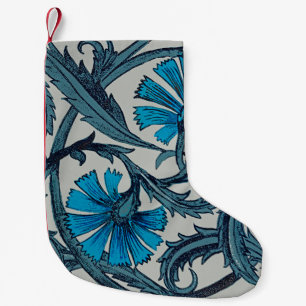 Calcetín Navideño Pequeño Arte de azulejos rústicos de flores antiguas Vinta