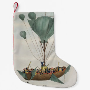 Calcetín Navideño Pequeño Arte de Dirigible Globo Aerostático Antiguo